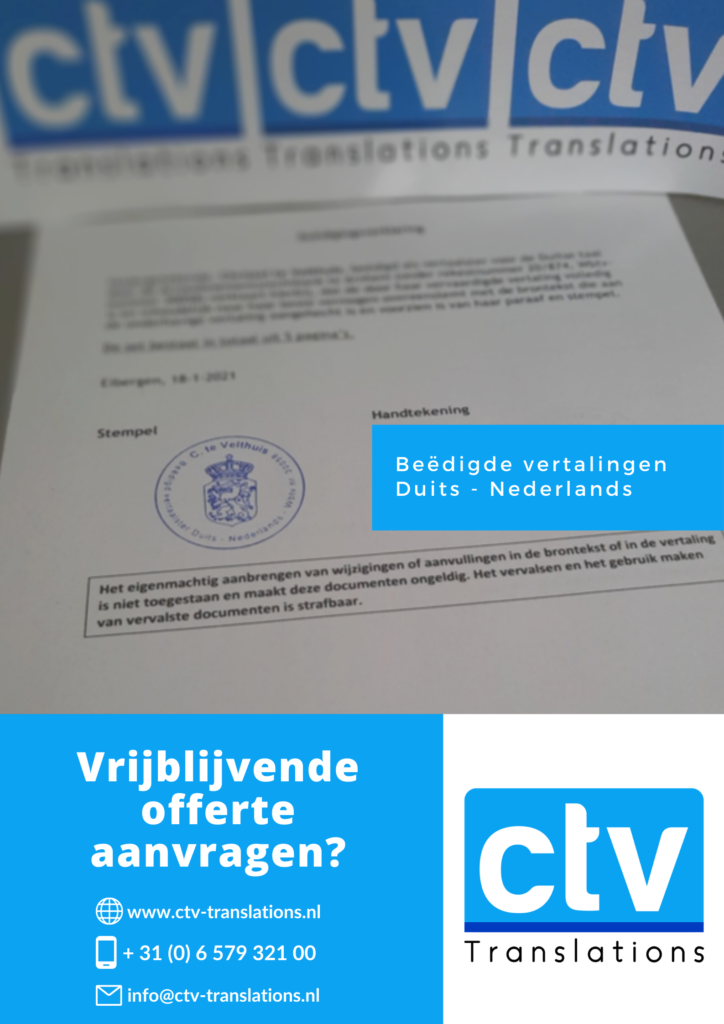 Beëdigd vertaler Duits Nederlands - CTV Translations